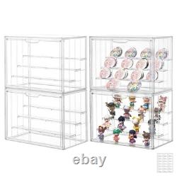 Acrylic Display Case for Collectibles, 4 Tier Figure Display Box, 4 Pack