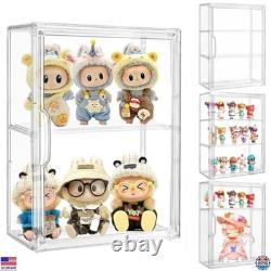 Acrylic Display Cases 4 Pack, 3 Layer Clear Showcase with Magnetic Door &
