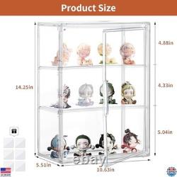 Acrylic Display Cases 4 Pack, 3 Layer Clear Showcase with Magnetic Door &