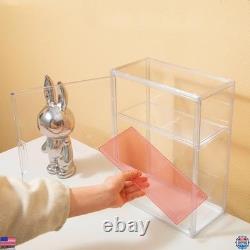Acrylic Display Cases 4 Pack, 3 Layer Clear Showcase with Magnetic Door &
