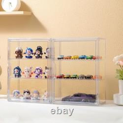 Acrylic Display Cases for Collectibles, 4 Pack 3 Layer Clear Display Case wit
