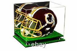 Acrylic Football Helmet Display Case with Gold Risers, Mirror & Turf Base(A002)