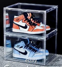 Acrylic Sneaker Shoe Display Case Transparent Magnetic Shoe Box Storage Bins