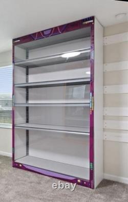 Action Figure Display Cabinet Custom Statue 5 Tier Acrylic Magnetic Purple White