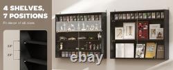 Action Figure Display Case 3.75 Figurine Adjustable Shelves Wood Holder Cabinet