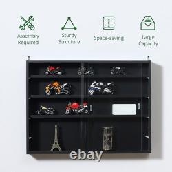 Action Figure Display Case 3.75 Figurine Adjustable Shelves Wood Holder Cabinet