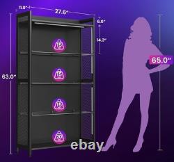 Action Figure Display Case 4 Tier LED Lighted Minifigures Glass Shelf Cabinet