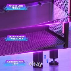 Action Figure Display Case 4 Tier LED Lighted Minifigures Glass Shelf Cabinet