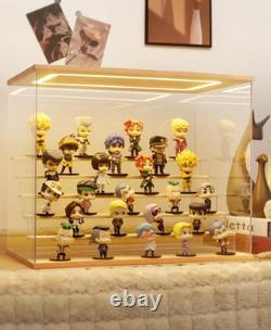 Action Figure Display Case 6 Tier Wood & 3000k LED Light Acrylic Minifigures Box