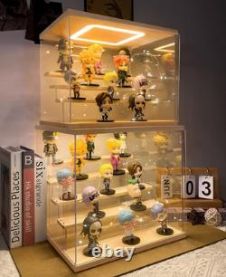 Action Figure Display Case 6 Tier Wood & 3000k LED Light Acrylic Minifigures Box