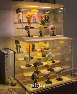 Action Figure Display Case 6 Tier Wood & 3000k LED Light Acrylic Minifigures Box