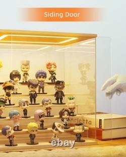 Action Figure Display Case 6 Tier Wood & LED Light Clear Acrylic Minifigures Box