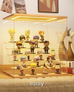 Action Figure Display Case 6 Tier Wood & LED Light Clear Acrylic Minifigures Box