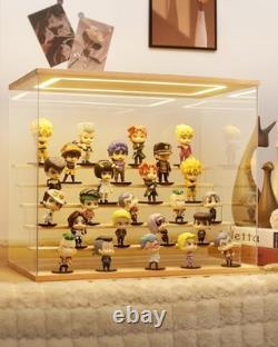 Action Figure Display Case 6 Tier Wood & LED Light Clear Acrylic Minifigures Box