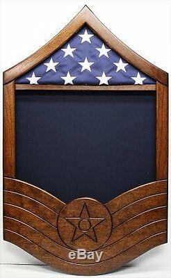 Air Force Master Sergeant Msgt Military Wood Shadow Box Medal Display Case