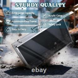 Aluminum Acrylic Clear Top Display Locking Travel Case Trading Coin/Card/Jewelry