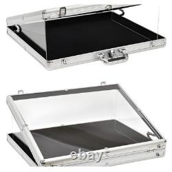 Aluminum Acrylic Clear Top Display Locking Travel Case Trading Coin/Card/Jewelry