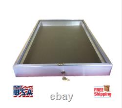 Aluminum Display Case End Opening 34 x 22 x 3 Glass Top Showcase for Trade Show