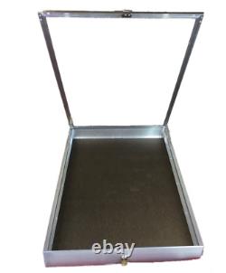 Aluminum Display Case End Opening 34 x 22 x 3 Glass Top Showcase for Trade Show