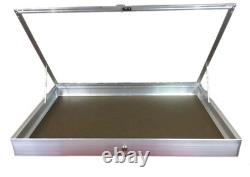 Aluminum Display Case Side Opening 34 x 22 x 3 Glass Top Showcase Show BLUE