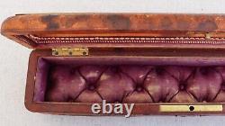 Antique 19th C French Leather Glass Jewelry Box Wizard Wand Display Case Casket