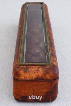 Antique 19th C French Leather Glass Jewelry Box Wizard Wand Display Case Casket