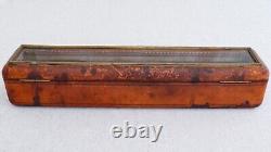 Antique 19th C French Leather Glass Jewelry Box Wizard Wand Display Case Casket