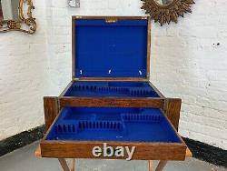 Antique Cutlery Campaign Canteen Box Drawers Collectors Cabinet Display Case