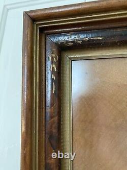 Antique Deep Frame Shadow Box Display Case Victorian Wood Floral Etching 12 x 14