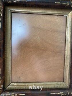 Antique Deep Frame Shadow Box Display Case Victorian Wood Floral Etching 12 x 14