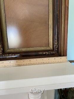 Antique Deep Frame Shadow Box Display Case Victorian Wood Floral Etching 12 x 14