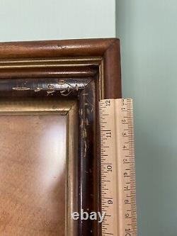 Antique Deep Frame Shadow Box Display Case Victorian Wood Floral Etching 12 x 14