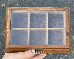 Antique Dovetailed Wood Glass Topped Display Box Salesman Case Watch Vitrine