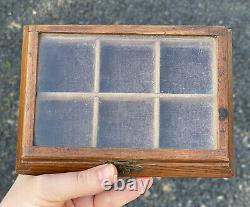 Antique Dovetailed Wood Glass Topped Display Box Salesman Case Watch Vitrine