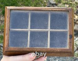 Antique Dovetailed Wood Glass Topped Display Box Salesman Case Watch Vitrine