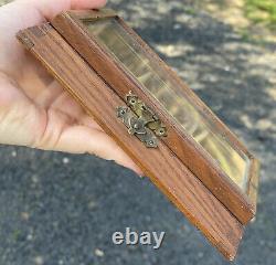 Antique Dovetailed Wood Glass Topped Display Box Salesman Case Watch Vitrine