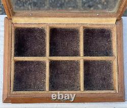 Antique Dovetailed Wood Glass Topped Display Box Salesman Case Watch Vitrine