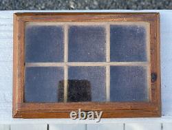 Antique Dovetailed Wood Glass Topped Display Box Salesman Case Watch Vitrine