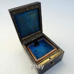Antique French Ladies Pocket Watch Display Box Inlaid Brass Ebonised Wood Case