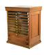 Antique General Store Spool Display Cabinet w Glass Front Drawers Jewelry Box