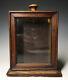 Antique Hand Carved 19th C. Wood & Glass Pocket Watch Display Box Holder Case