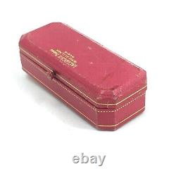 Antique Jewelry Box Case Red Leather Custom Lining 3.5 x 1.5 La Cloche London