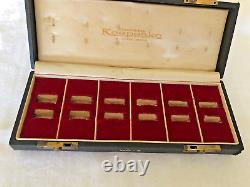 Antique KEEPSAKE red Velvet 12 Ring Presentation Box case Display. Push Button