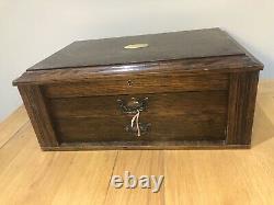 Antique Large Cutlery Canteen Box, 2 Drawers, Collectors Cabinet Display Case, Old