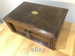 Antique Large Cutlery Canteen Box, 2 Drawers, Collectors Cabinet Display Case, Old