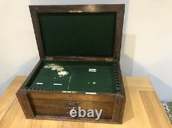 Antique Large Cutlery Canteen Box, 2 Drawers, Collectors Cabinet Display Case, Old