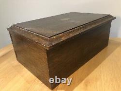 Antique Large Cutlery Canteen Box, 2 Drawers, Collectors Cabinet Display Case, Old