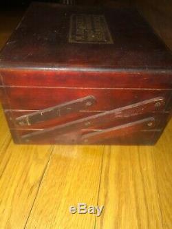 Antique M Hohner Harmonica Display Case Wooden Box General Store