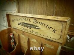 Antique Nathannial Bostock Shuttle And Pirn Store Display Cabinet- Box With Flip