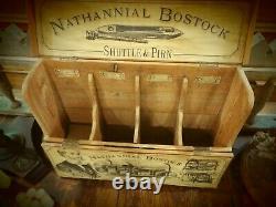 Antique Nathannial Bostock Shuttle And Pirn Store Display Cabinet- Box With Flip